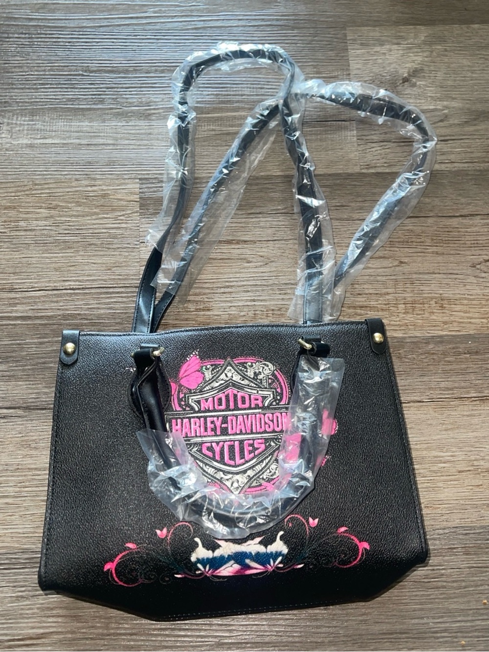 Harley Davidson Black And Pink Crossbody Bag Purse